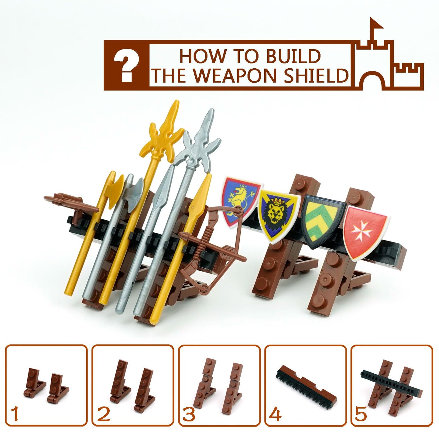 Pamvava Medieval Knights  protective covering Pack Building Blocks Accesories Kits  Helmet decorative replica blades Shield Bow Arrow Toys for Bricks Figures  Soldier Castle Equipment Bricks Sets for Kids