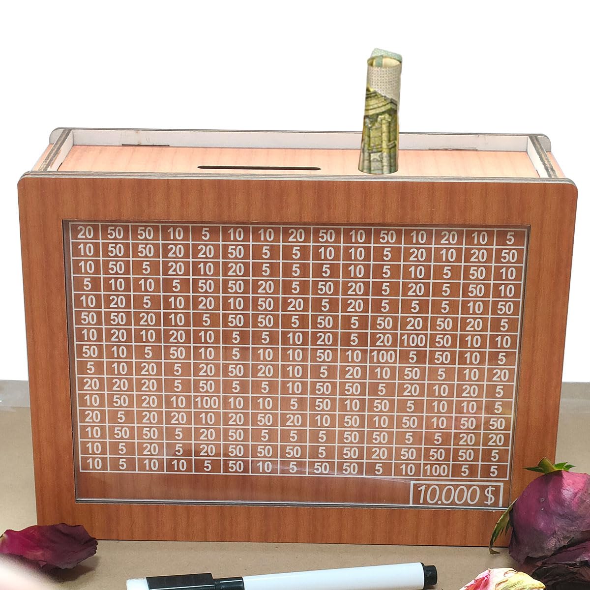 Generic Cash Vault Wooden Savings Box, Wooden Cash Saver Money Box,Wooden Coin Bank For Boys And Girls, Adults Money Box With Counter For Savings Goal $10000 Best Gift For Friends, Xz-754