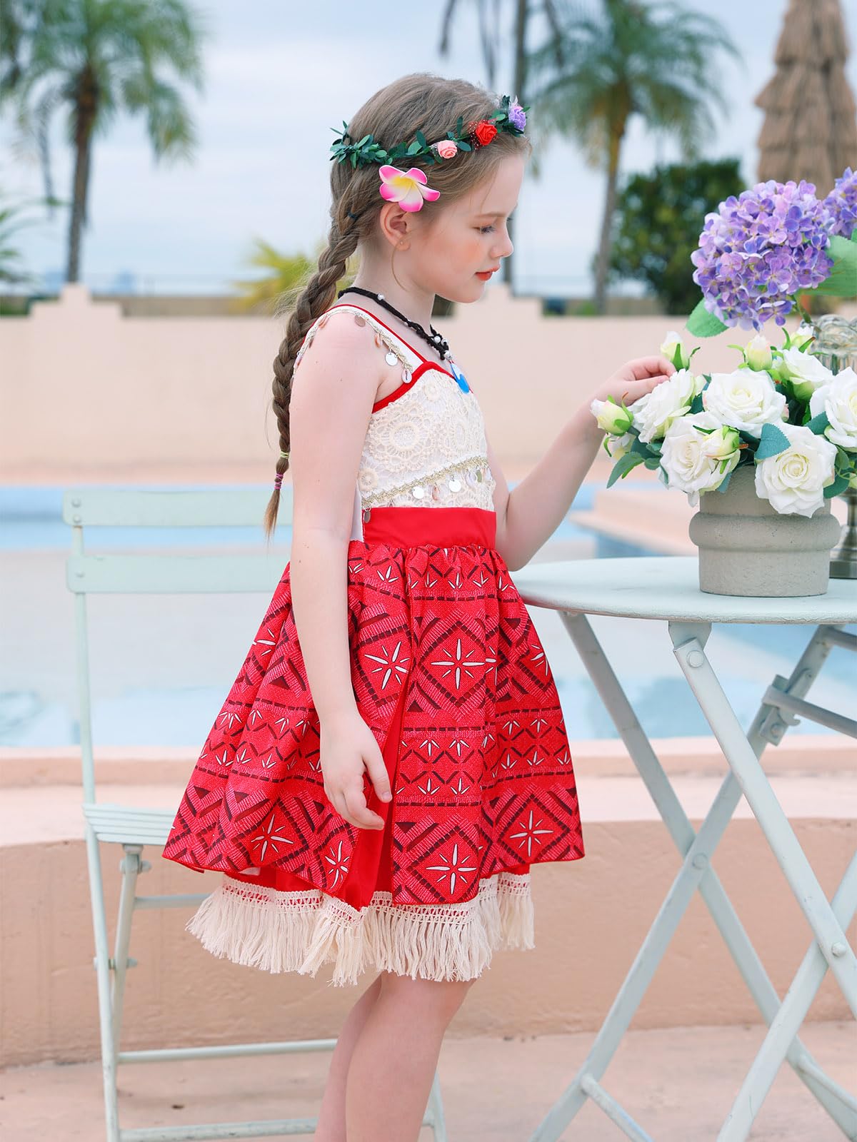 Cotrio Princess Dress For Girls Toddler Kids Outfit With Accessories Necklace Halloween Costume For Girl Dress Up Clothes Size 5