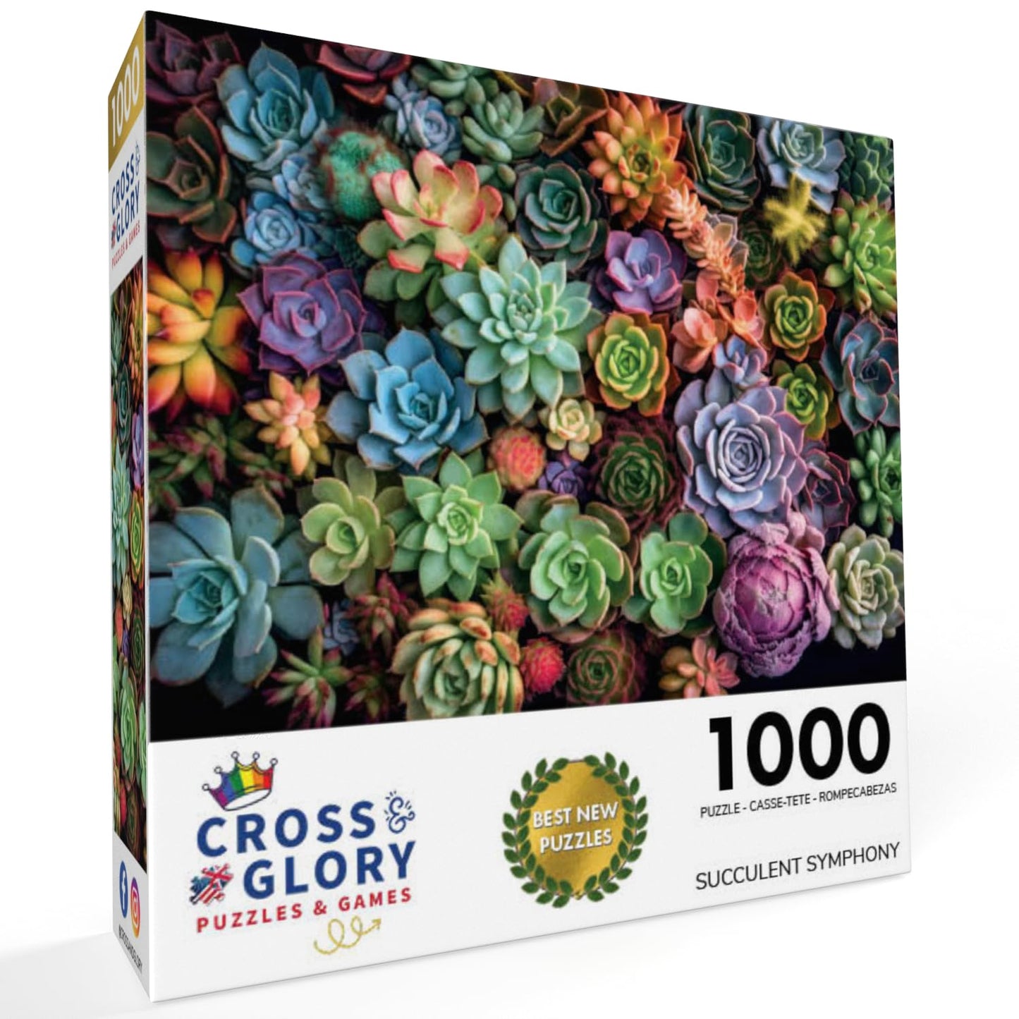 Cross & Glory 1000 Piece Jigsaw Puzzle - Succulent Symphony, Large, Premium Quality Cardboard, Colorful Artwork, Model CG-M-021