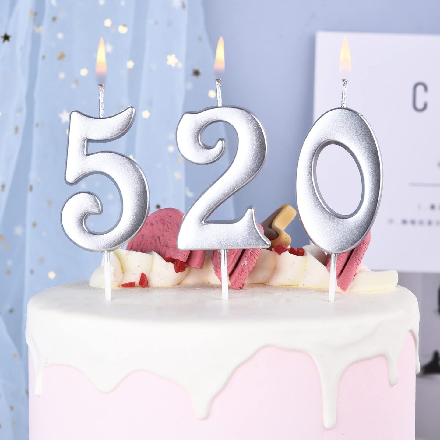 PHD CAKE Silver Number Birthday Candles - 10-Count 0-9 for Parties & Baby Showers