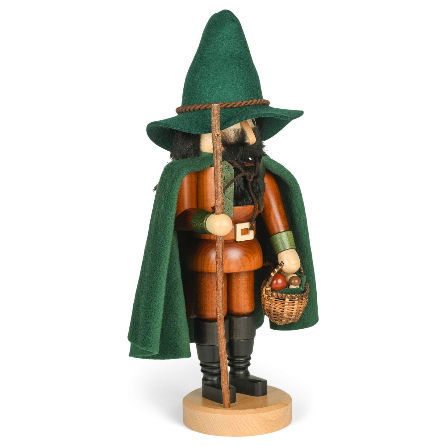 Forest Green Man with Basket 16 x 6 Wood Decorative Tabletop Figurine