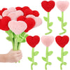 ZJoey 10 Pcs Plush Heart Flower Stuffed Bendable Stems Plush Bouquet Toy Soft Rose Flower 12.6 Inch for Christmas 2025 Mother's 