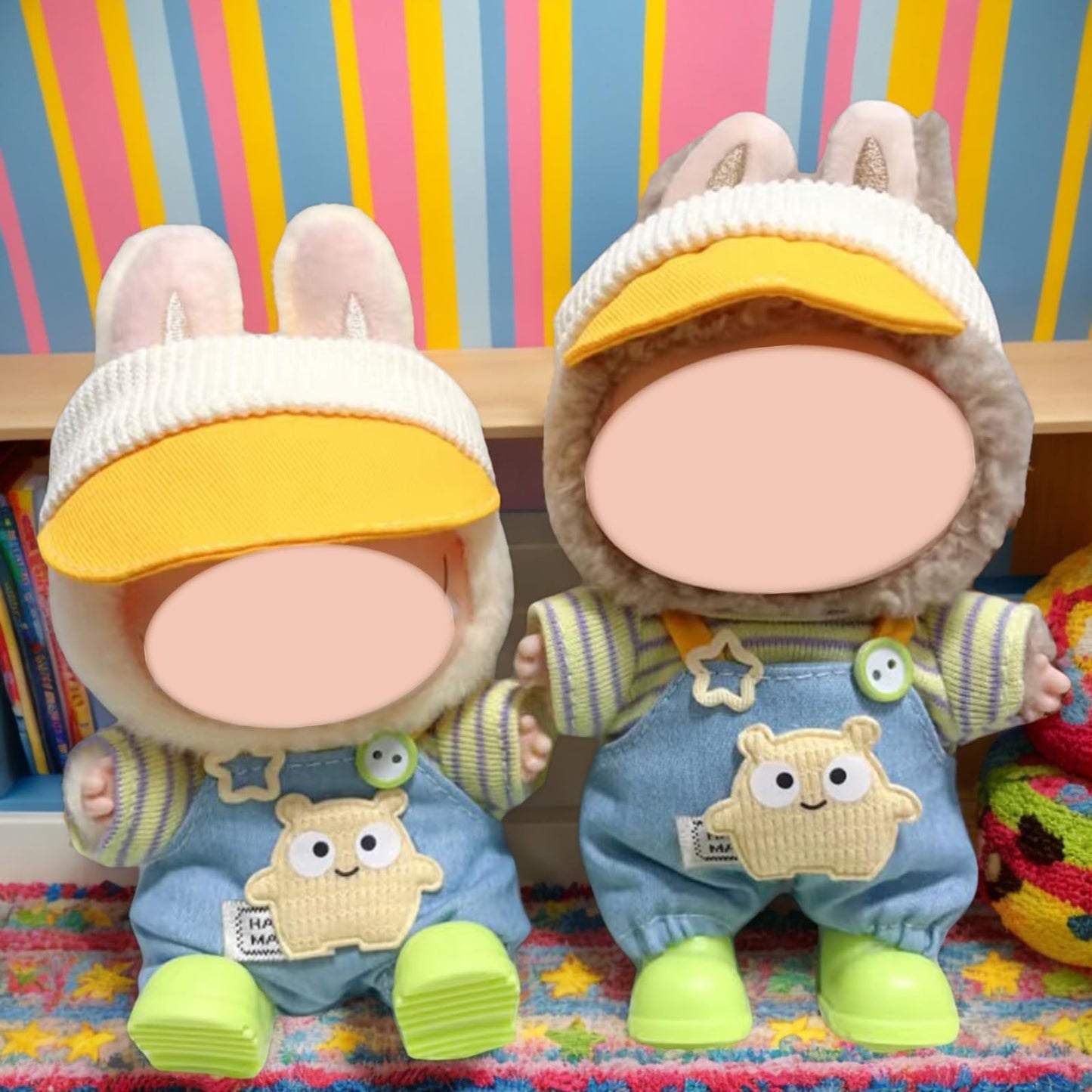 Doll Clothes and Accessories  2025 Stylish Adorable Designed Clothes Outfit for 15cm/17cm Doll with Orange Hat & Overalls & Green Shoes