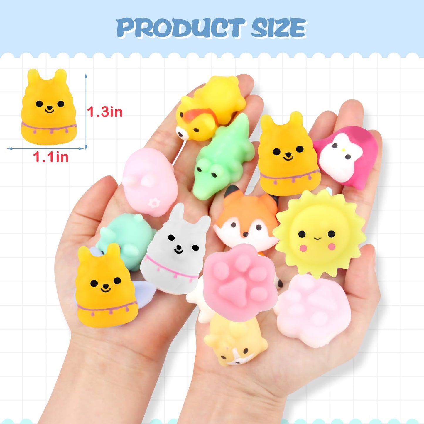 Outee 50 Pcs Mochi Toys Party Favors For Kids Kawaii Animal Toys Bulk Mochi Animals Toys For Animals Cat Fidget Toys With Gift Box Cute Stuff Goodie Bags Stress Toys