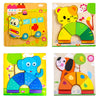 Wishkey Set Of Jigsaw Wooden Animal Vehicle Puzzle Early Age Matching Game Learning Educational Preschool Toy Random Design Puzz