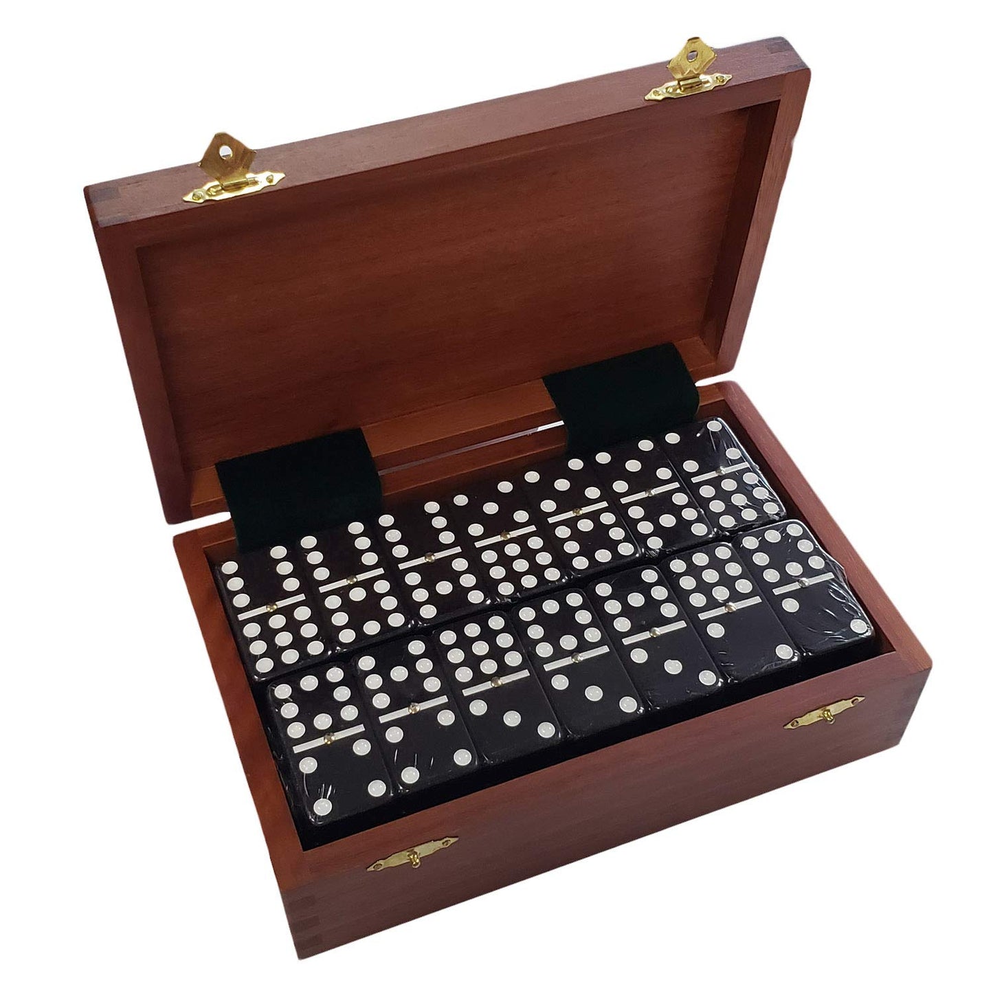 Marion Double 9 Domino Set (55 Tiles) Jumbo Tournament Professional Size With Spinners In Dovetailed Sheesham Wood Box (Black)