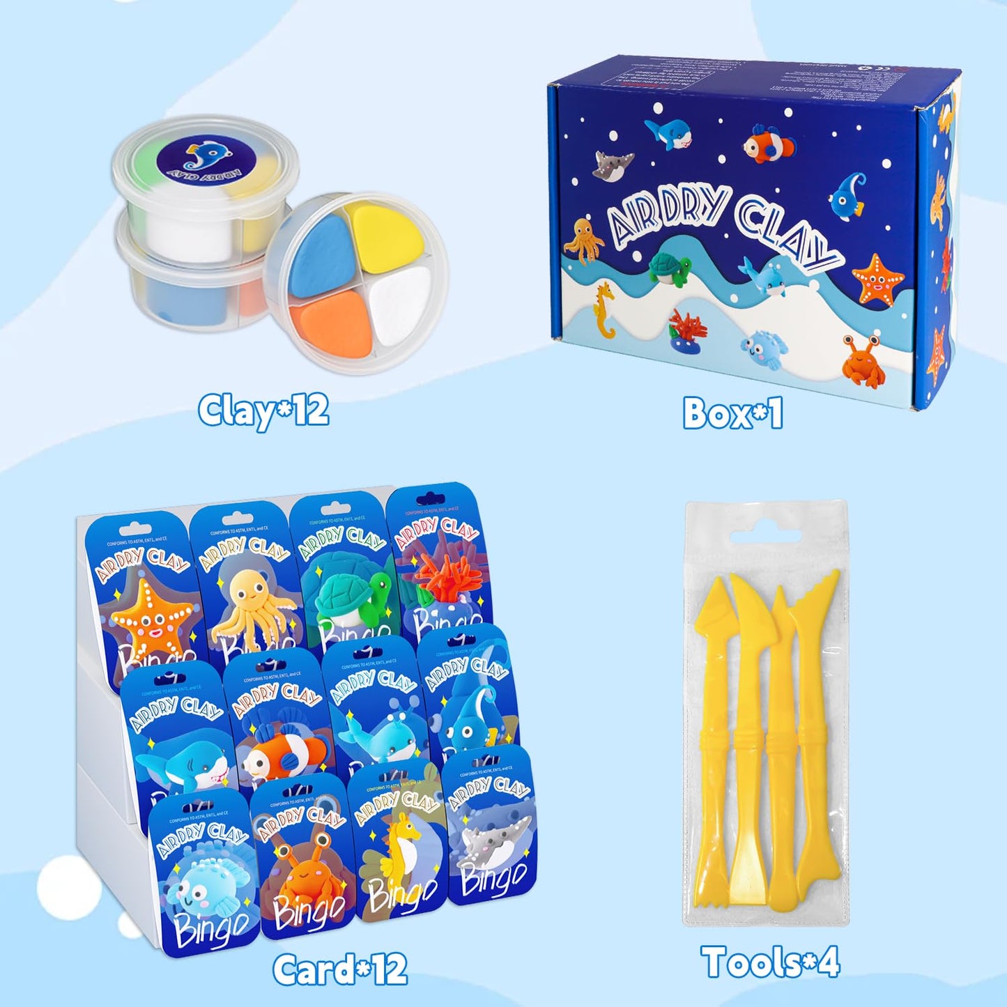 Air Dry Clay Kit for Kids,DIY Air Dry Clays Kit with Sculpting Tools and Tutorials,Creative Molding Clay Gift Kits with Tools,Ul