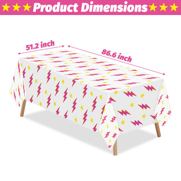 AellasNervalt 3Pcs Preppy Pink Lighting Bolt Party Tablecloths Plastic Rectangle Table Covers Disposable Y2k Tablecloth for Girl
