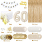 60Th Birthday Decorations, Happy 60Th Birthday Decorations White And Gold Balloons Happy Birthday Banner Tablecloth Fringe Curta