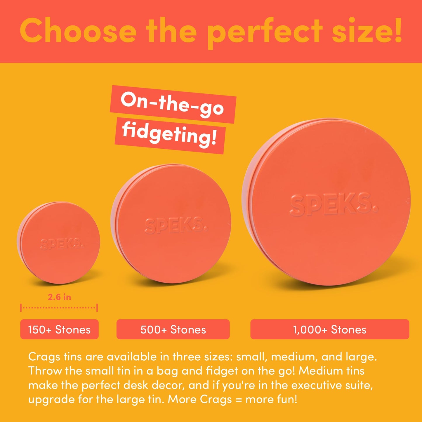 Speks Crags Ferrite Putty, 150+ Ferrite Stones In A Tin, Fidget Toy For Adults & Teens 14+, Desk Toy For Office, Christmas Gift, Holiday Stocking Stuffer, Stress Relief Present | Matte Coral, Small