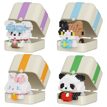 HJPLPXH Mini Cute Animals Building Blocks Sets Micro cat Panda Rabbit Dog Sets for Kids Friends Toys Suitable for Birthday for B