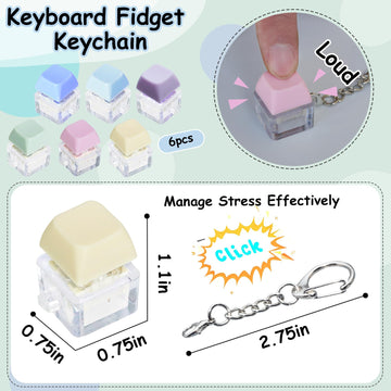 6 Pack Keyboard Fidget Toy Keyboard Fidget Keychain Keyboard Decompression Button Finger Clicker Toys  Button Stress Relief Fidget Gifts for mature-themed to Relief Stress (Mix Macaron)