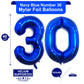40 Inch Navy Blue 30 Number Balloons Giant Jumbo Huge 30 Foil Mylar Helium Number Digital Balloons Dark Blue Birthday Mylar Digi