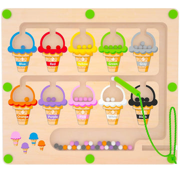 Fun4You Wooden Ice Cream Colour And Number Learning Board, Montessori Magnetic Educational Toy For Kids, Age 3+
