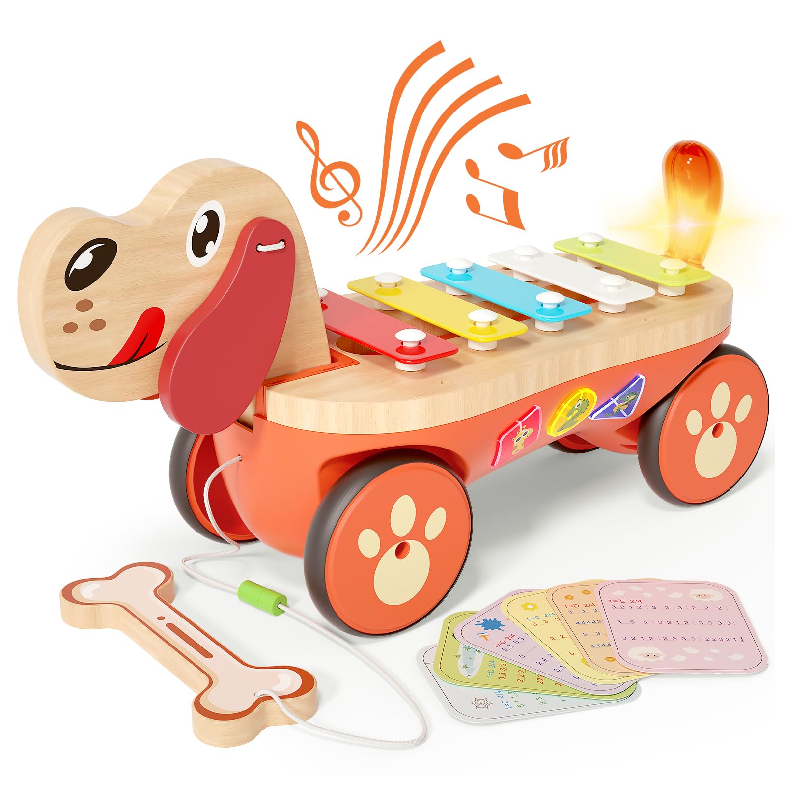 Baby Xylophone Musical Car Toy For Toddlers, Dog Truck Toys For 18M+ 2 3 Years Old Kids, Best Christmas Birthday Gifts For Boys