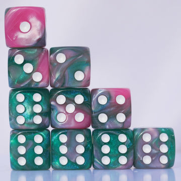 Generic 10 Pc 16Mm Acrylic Dice Set For Rpg Mtg Dnd Dice Table Games And Board Games (Pink + Green)
