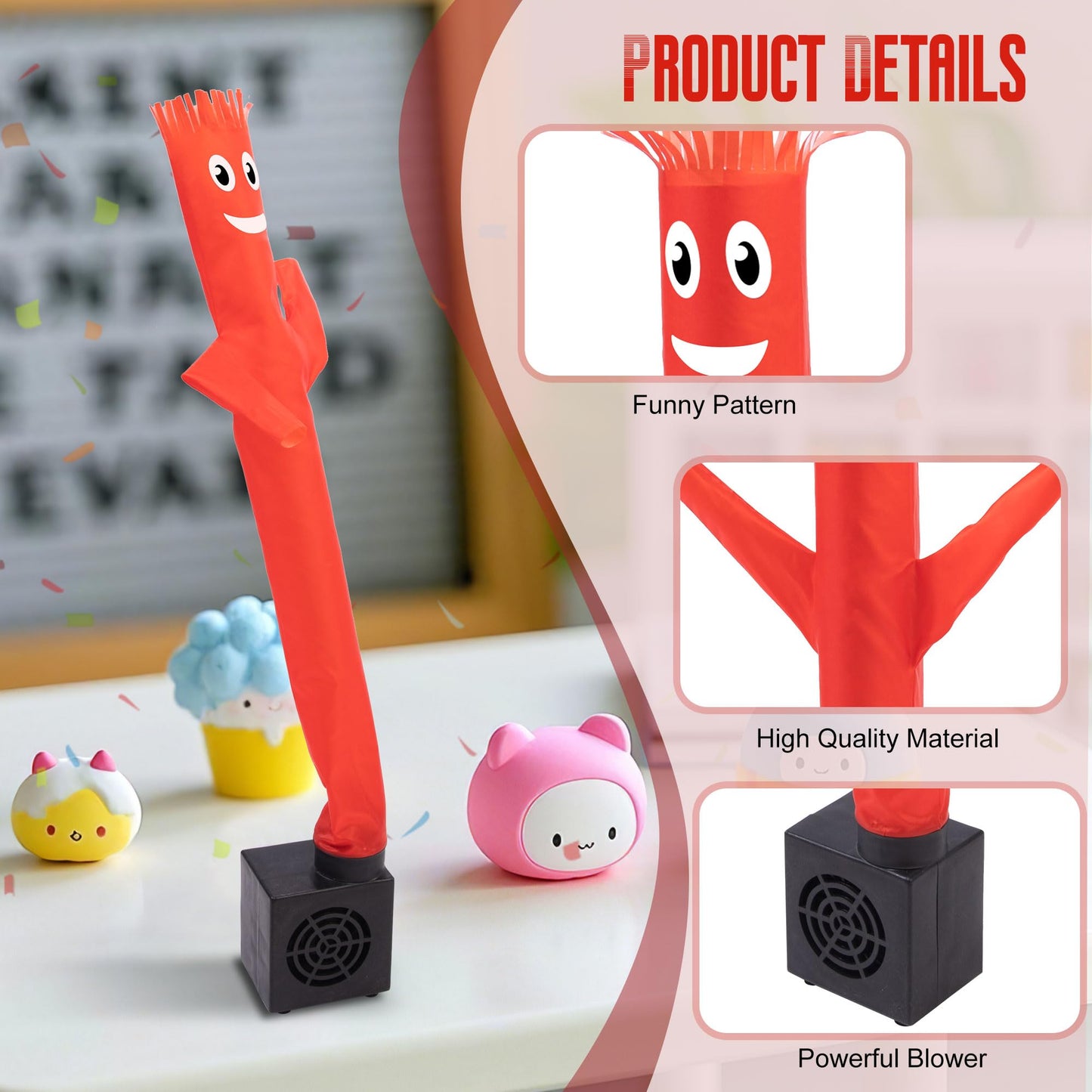 Mealivos Mini Wacky Waving Inflatable Tube Guy with Blower - Funny Mini Inflatable Tube Man Desktop Decor White Elephant Gift fo