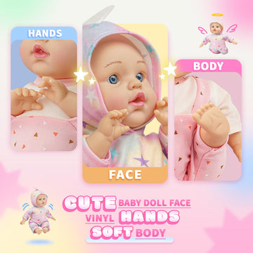 Smilesskiddo 12 Inch Soft Body Baby Doll For Toddlers With Take Along Doll Backpack Carrier Accessories, Baby Doll Clothes And B