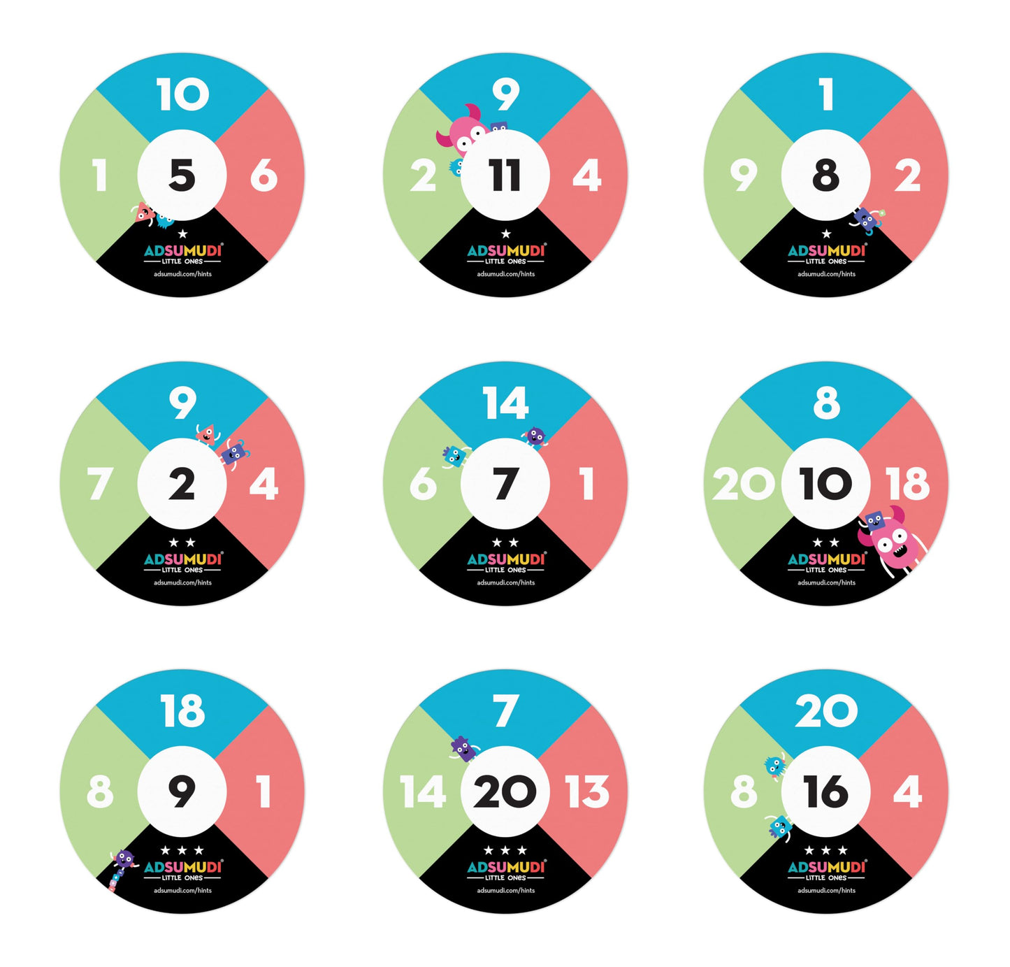 Adsumudi Math Game - Little Ones - The Adorably Fun Game for Clever Kids to Grow Their Addition, Subtraction and Mental Math Ski