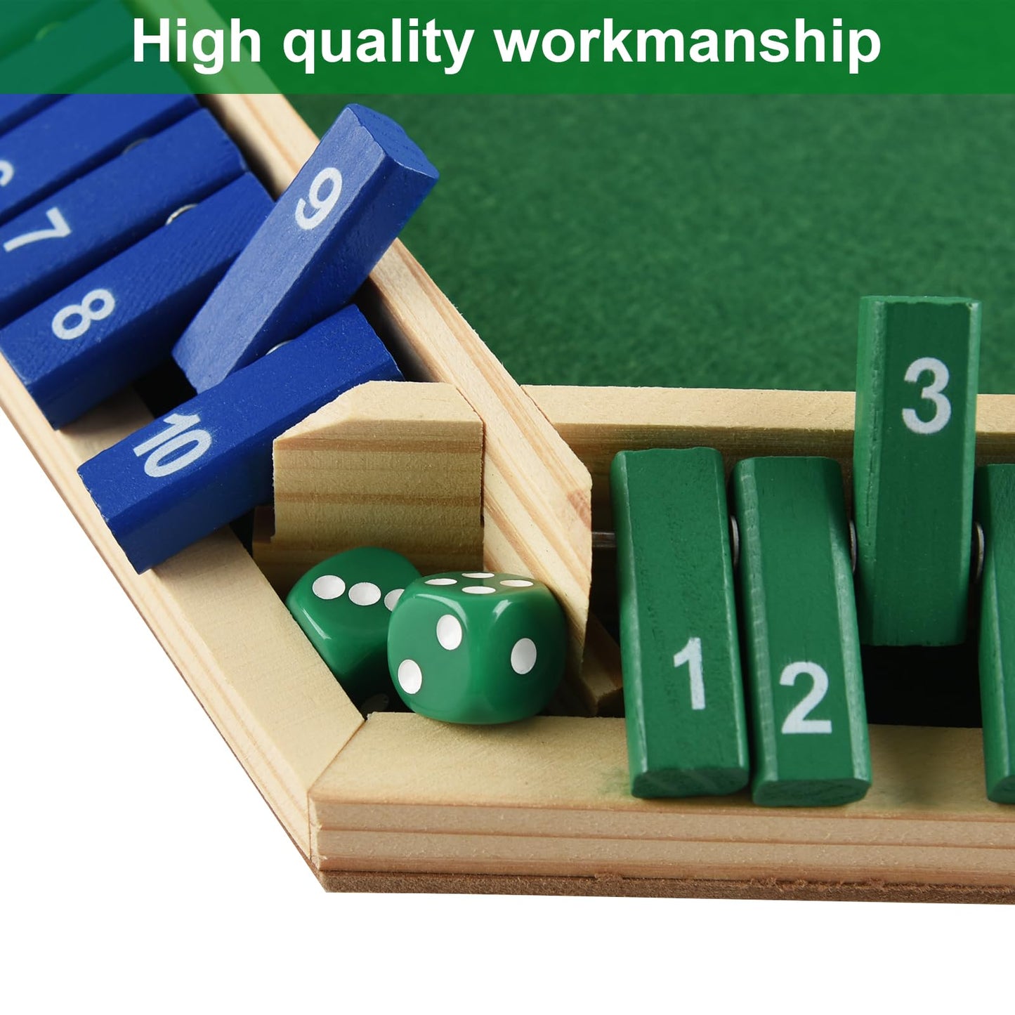 Alangduo Shut The Box Game With 12 Dice, 2-6 Player Shut The Box Table Math Game, Shut The Box Game Wooden, Educational Close The Box Game For Kids, Adults(Multicolour)