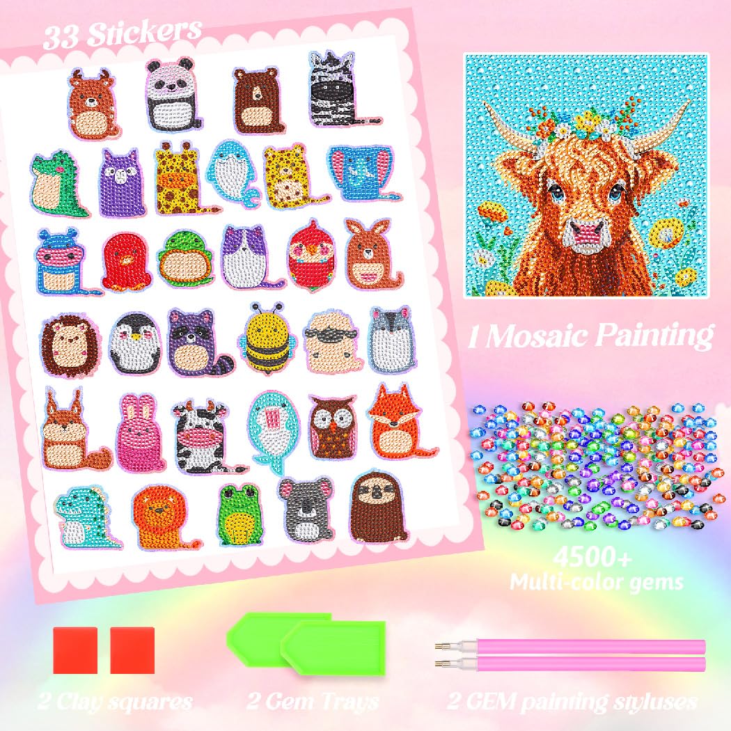 EAPHANT Diamonds Art Kits for Kids, 33 Diamond Stickers and 1 Painting Arts and Crafts Kit for Kids Ages 6-12