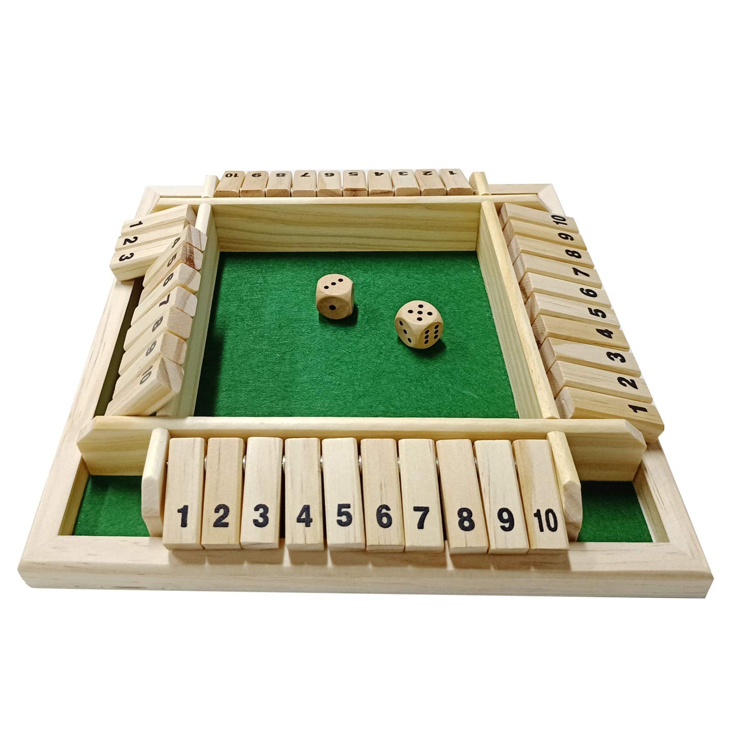 Dc-Beautiful Shut The Box Dice Game, 2-4 Players Classic Board Game For Adults, Wooden Tabletop Game With Dices And Instruction,