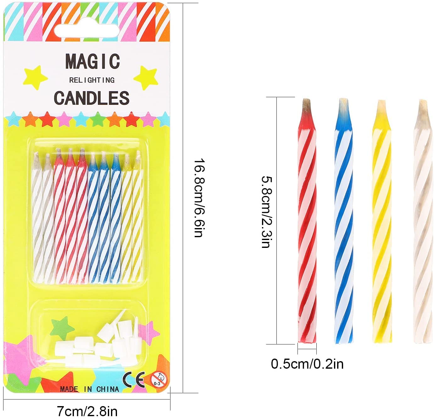 Magic Trick Relighting Candle, 40 Packs Birthday Candles Fun Prank Kit Cake Tricks and Decorations for Birthday, Party, Christma