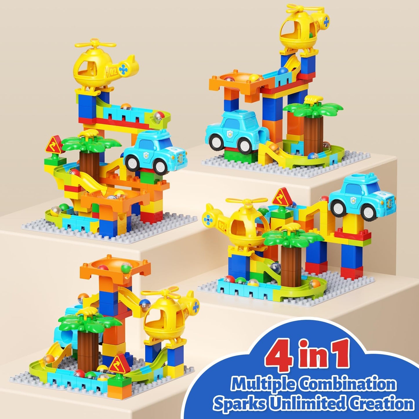 Marble Runs For Kids 4-8,Building Blocks Compatible With Major Brands, Birthday Toys Gifts For Ages 3 4 5+ Boys Girls,Toddler Ed