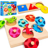 Sierliky Wooden Peg Puzzle For Toddlers,Montessori Toys For Kids,Wooden Learning Color Sorting Shape Puzzles For Boys Girls, Dinosaur Match Eggs Developmental Sensory Matching Games