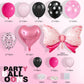 Pink Black Balloon Arch Kit, Mini Mouse Balloon Arch Kit, Pink And Black Polka Dot Balloons Mini Mouse Theme Party Decorations,