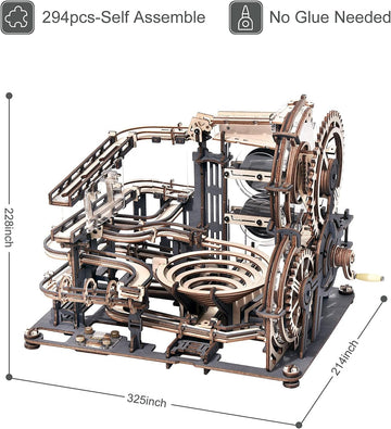 ROKR 3D Wooden Puzzles for mature-themed  Marble Run Puzzle Model Mechanical Marble Run Building Kits DIY Toy Hobbies for mature-themeds for Men  Women