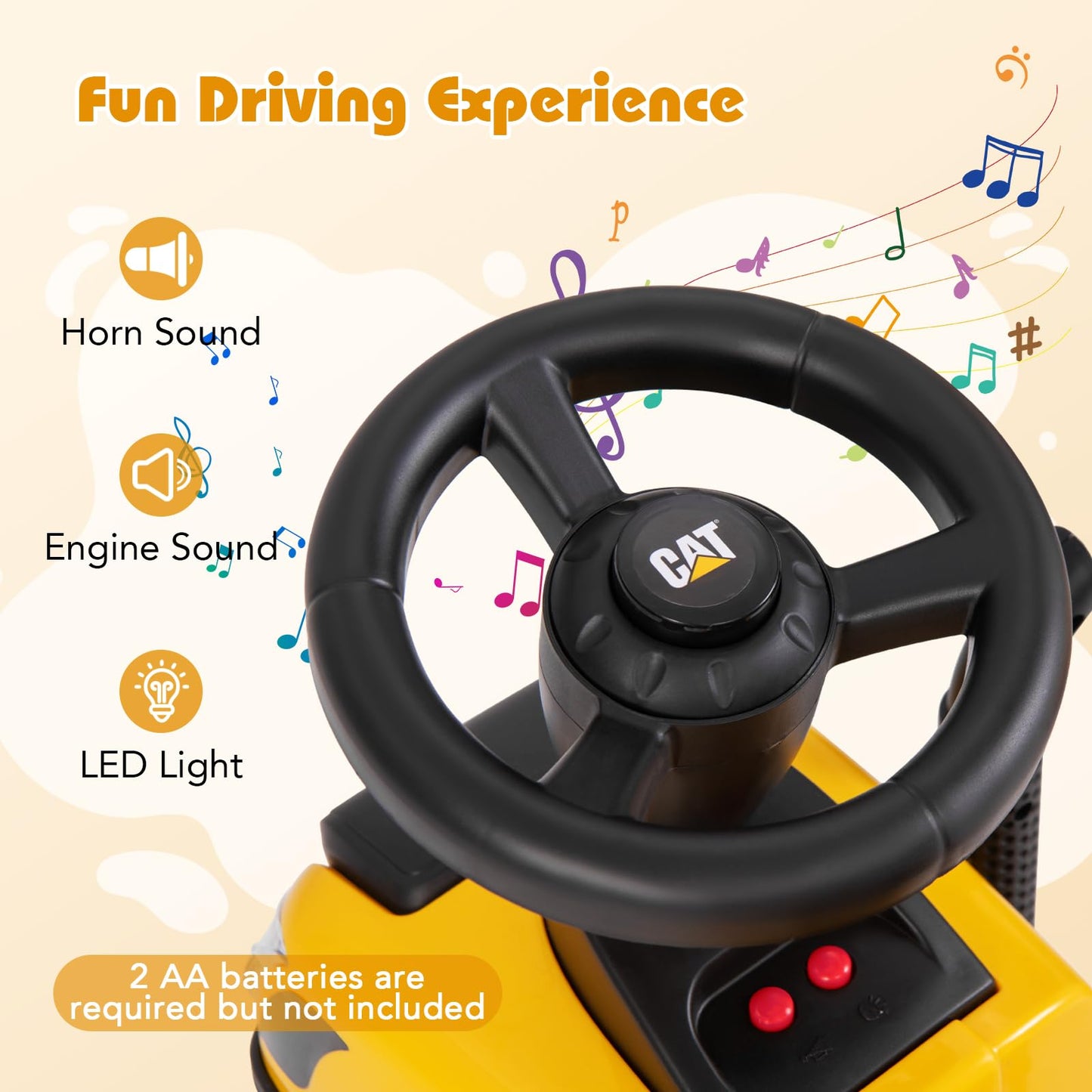 Costzon Kids Ride-On Tractor, 2-in-1 Push Car with Detachable Trailer, Yellow & Black, Large, Polypropylene, No Power