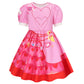 Ruuyiicoco 7 Pcs Pink Rise Costume For Girls Red Princess Dress With Wig (Pink, 5-6 Years)