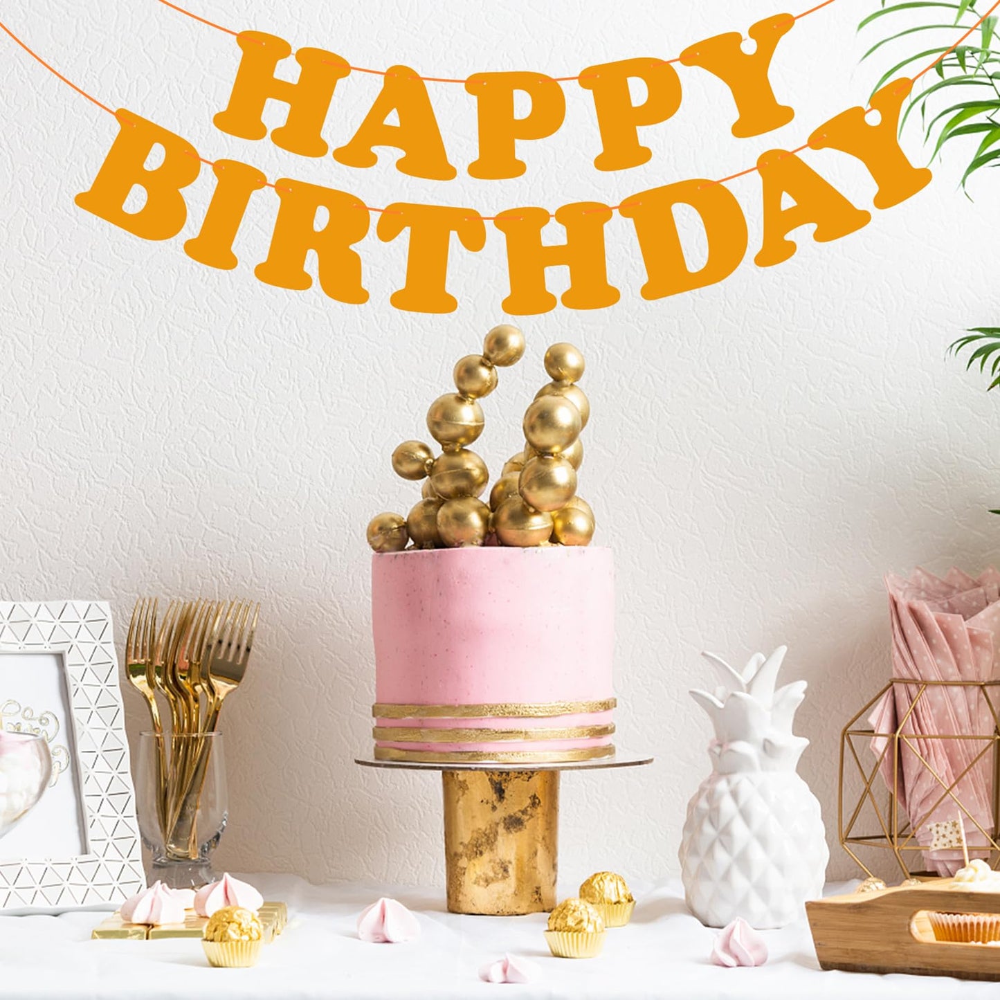 Orange Happy Birthday Banner Sign Happy Birthday Bunting Banner Flag Garland For Kids Boys Baby Birthday Party Decorations Supplies