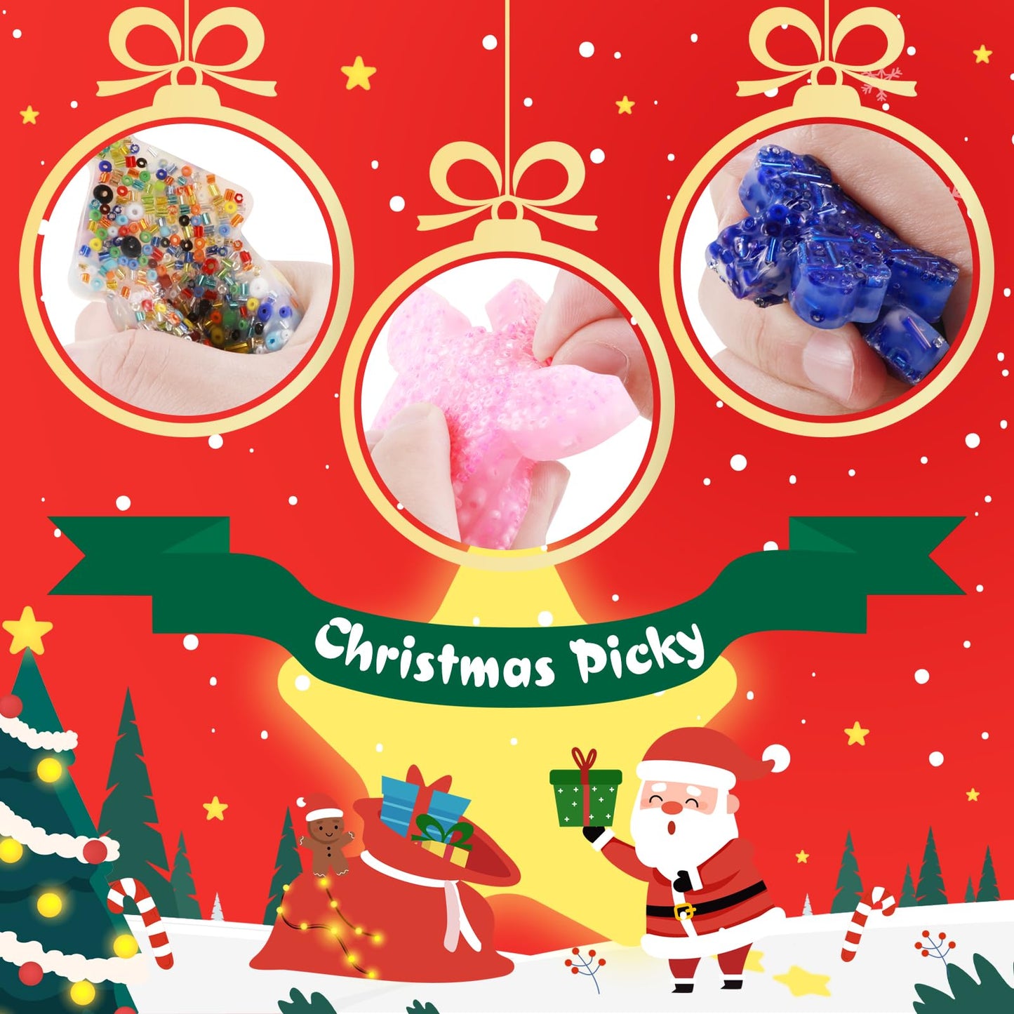3Pcs Picky Pad - Skin Picking Fidget Toy, Picking Pad With Christmas Tree, Antelope And Magic Wand, Sensory Toys Chirstmas Gifts Silicone Picking Fidget Pad, Sensory Pick Pad, Trichotillomania Toys