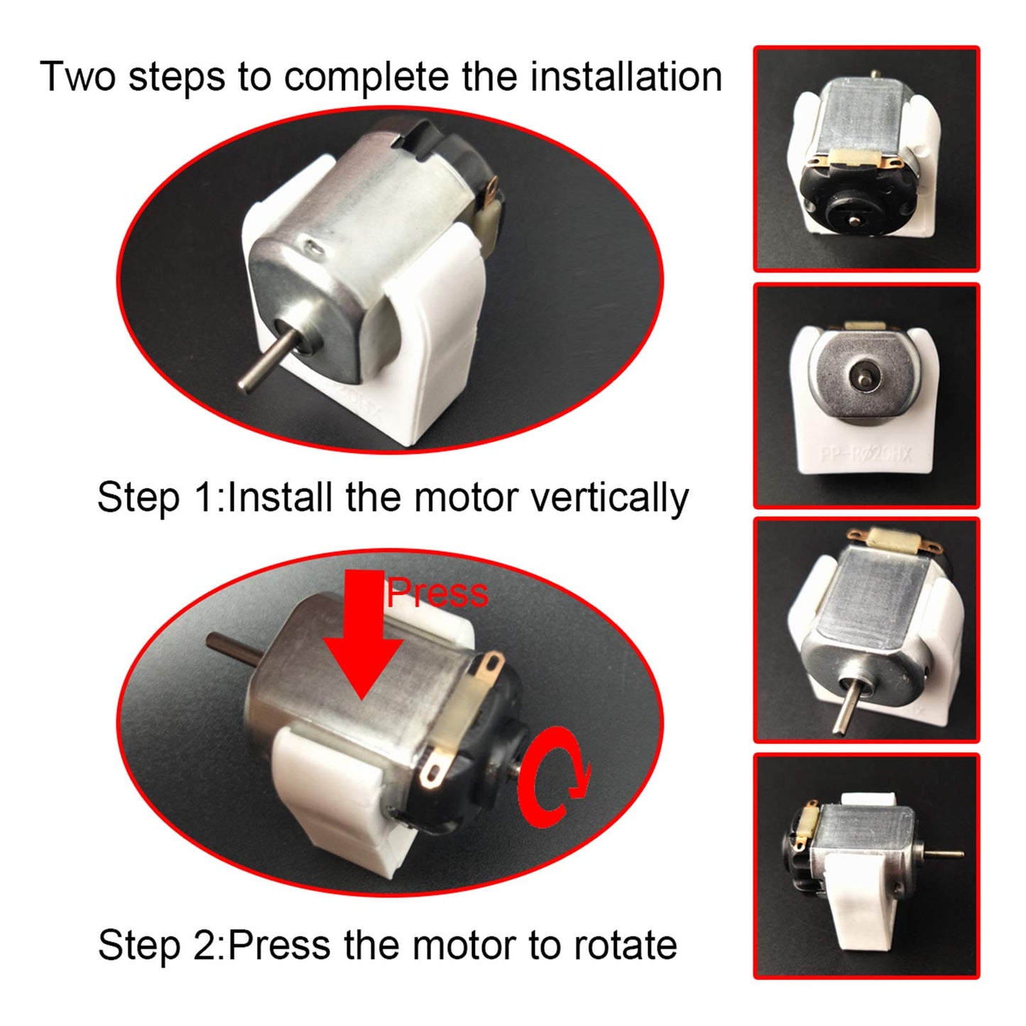 Eudax 5 Pcs Rectangular Dc Motor Mini Electric Motor 1.5-3V 24000Rpm With 9.8' Lead Wires With Motor Mounting Bracket Holder For Diy Toys