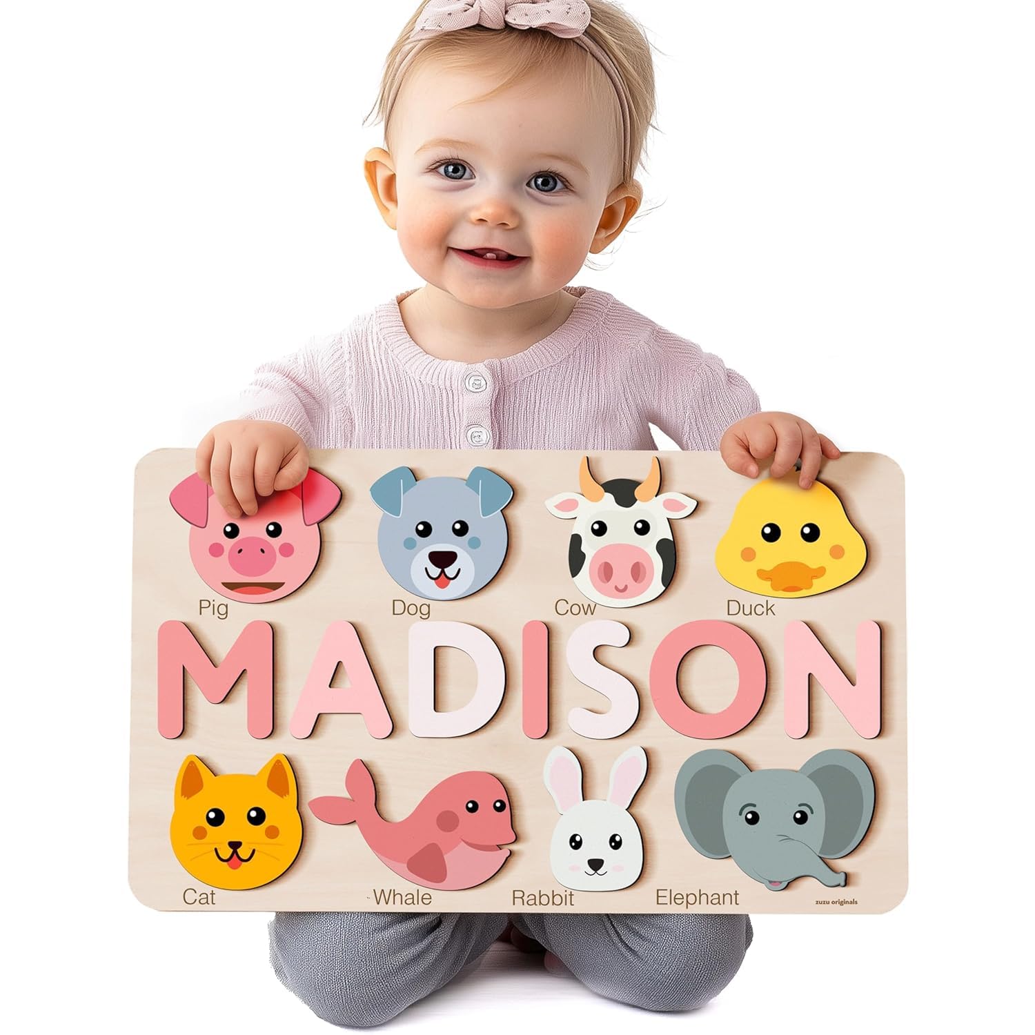 Personalize Name Puzzle for Toddler with Animal  Baby Gift for Girl and Boy 0 1 2 3 Year Old  Personalized Puzzle for Kid  1 Year Old Kid Gifts  Customized Baby Gift  Educational Name Toy