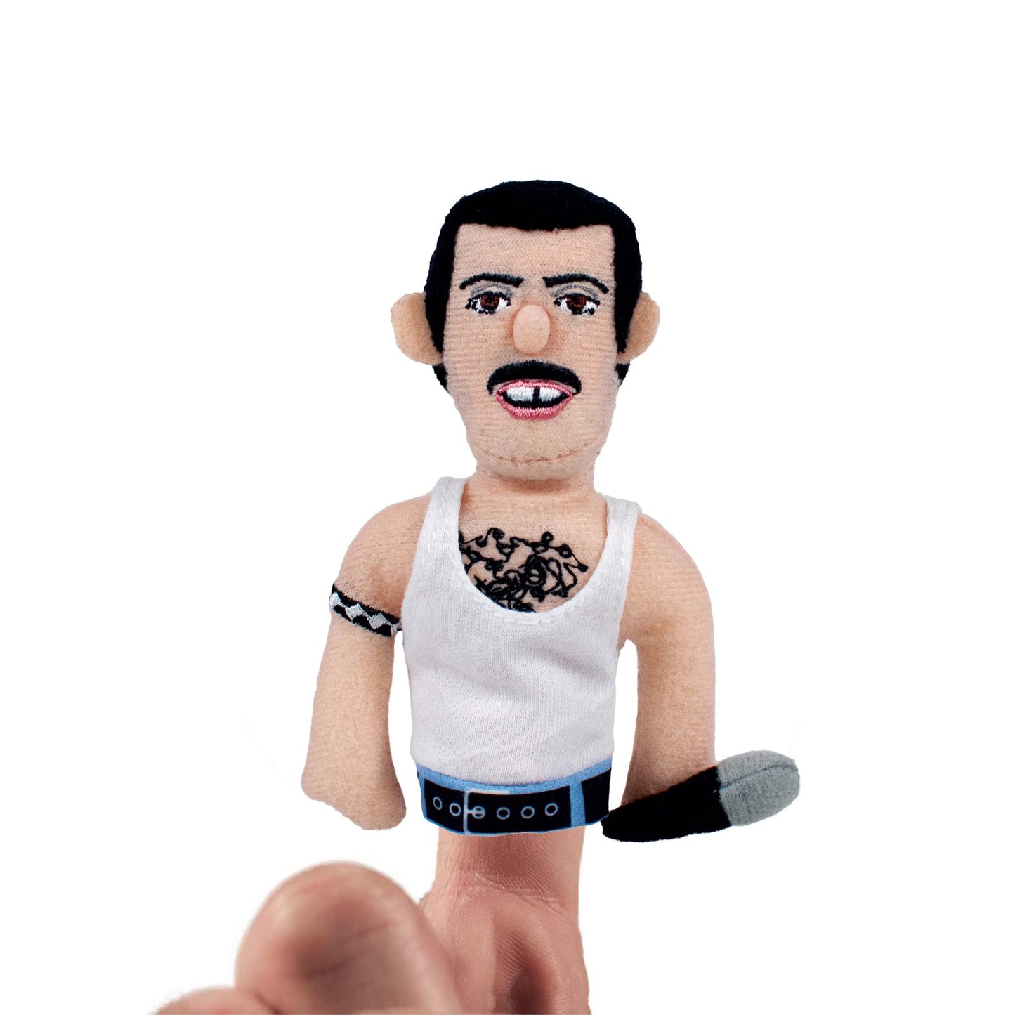 The Unemployed Philosophers Guild Freddie Mercury Magnetic Personality - Plush Finger Puppet and Refrigerator Magnet, Approx 4 T