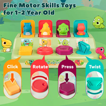 Cause And Effect Toy For 1 Year Old, Pop Up Dinosaur Toys, Montessori Developmental Toy For Baby Interactive Sensory Toy For Tod