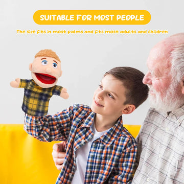 1 Pcs Family Hand Puppets 12 Inch Grandparents, Mom & Dad, Brother & Sister Plush Hand Puppet Toys Role-Play Toy Puppets For Kids Storytelling Imaginative Pretend Play Teaching Preschool(Brother)