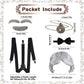 Fraiieon 1920S Old Man Costume Set For Kids - 100Th Day Of School Grandpa Cosplay Accessories (Wig, Glasses, Bow Tie, Suspenders