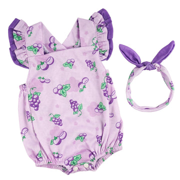 Babeside 2 Pcs Reborn Baby Doll Clothes Set For 17-22 Inch Dolls, Fruit Pattern Baby Doll Clothes Accessories With Doll Headband For Realistic Newborn Baby Doll Girl, Purple Grapes