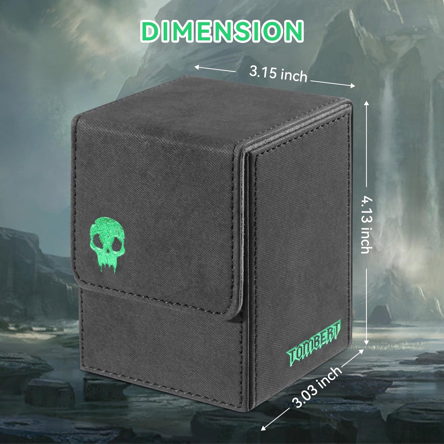 Tombert 150+ Premium Deck Box For Mtg, Ptcg, Large Capacity With 2 Dividers, Fits 150+ Sleeved Cards Tcg Trading Card Games (Gre