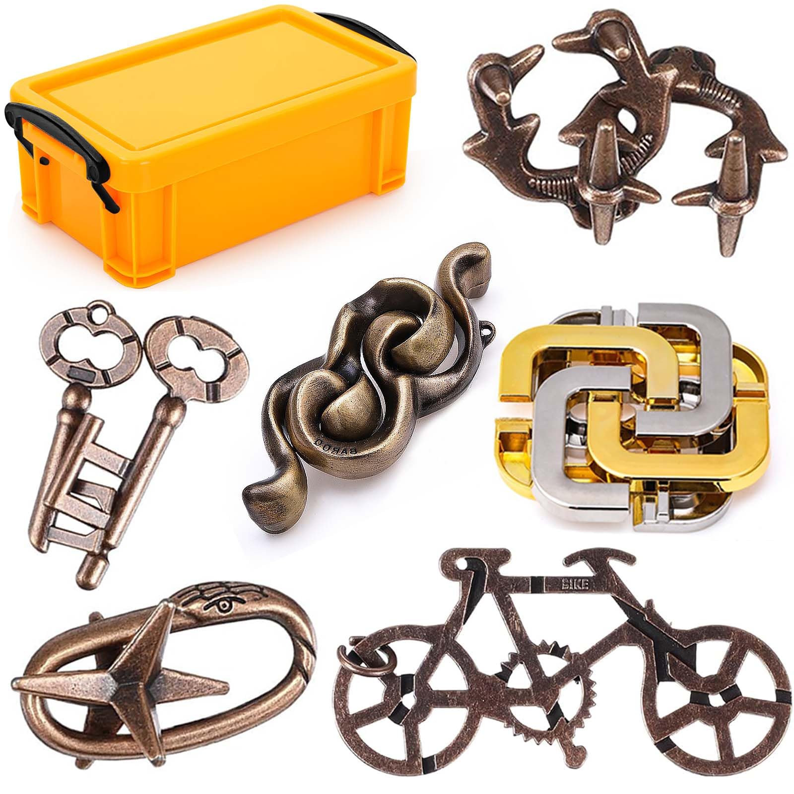 Brain Teaser Puzzles for mature-themeds 6pcs Logic Metal Puzzle for mature-themed Kid Toy Lock Puzzles Gift for mature-themedsTeenagers
