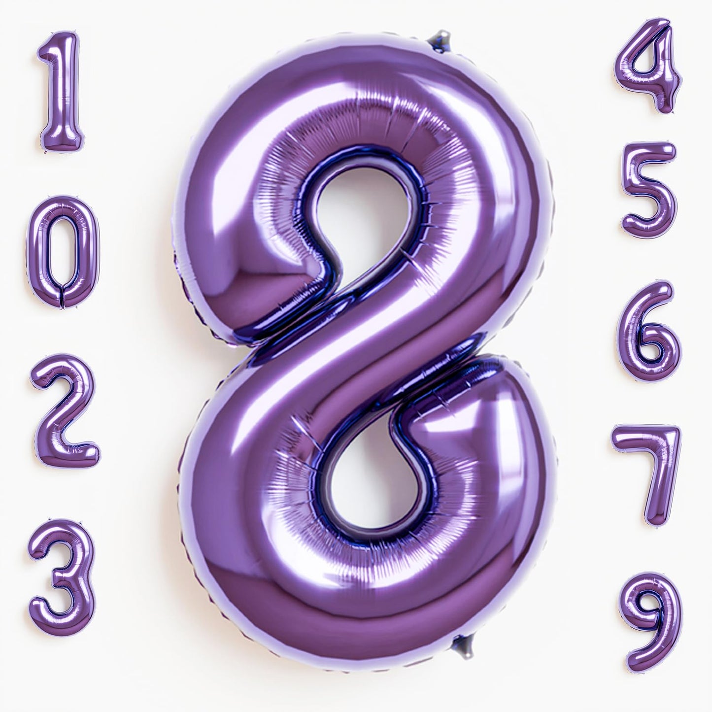 Rainbowq Party 8 Balloon Number 40 Inch For Boy Or Girl Big Purple 0-9 Foil Mylar Large 8 Number Balloon Happy 8Th Birthday Part