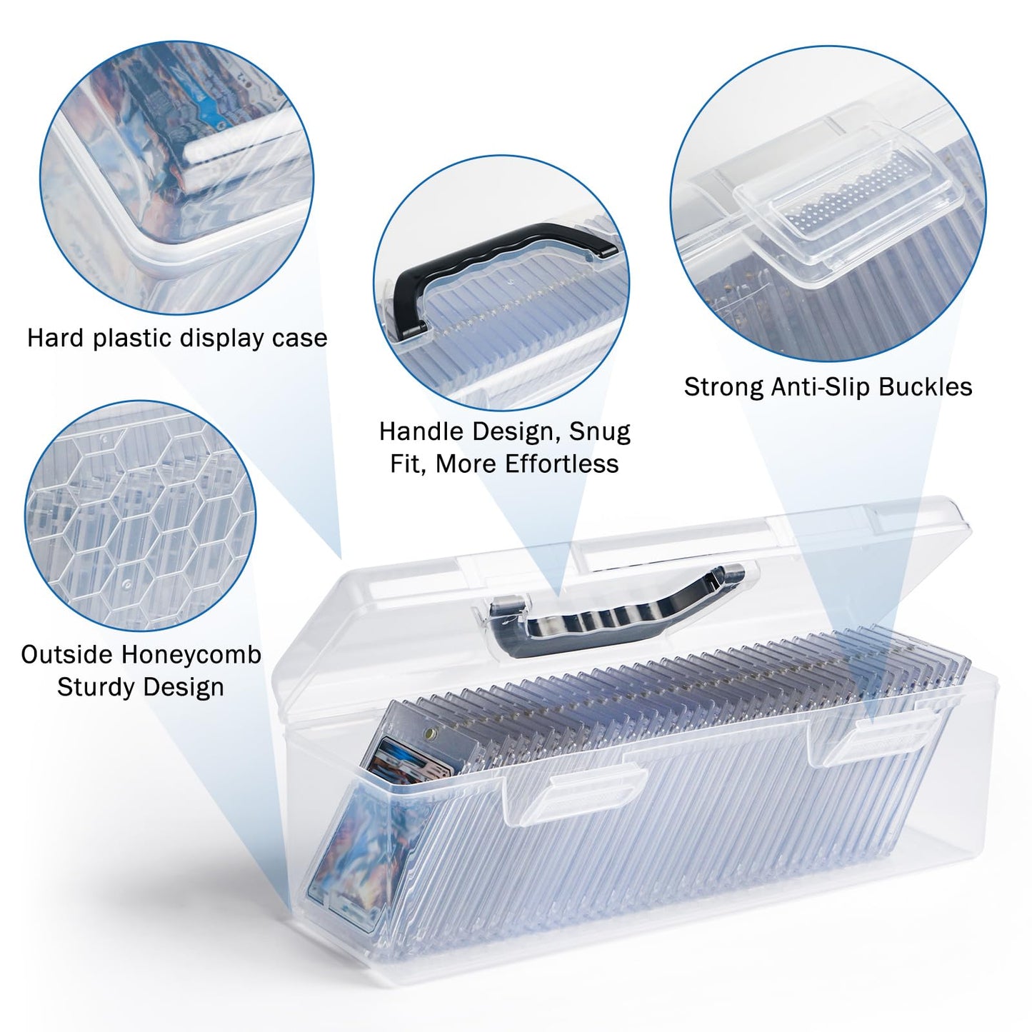 4 Pack Trading Cards Storage Boxes  2 Different Clear Plastic Playing Card Case Size for 400+ Toploaders and 5000+ Standard Cards  Portable for Collectibles