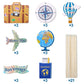 Yaaaaasss! Adventure Themed Centerpieces Set of 21 - Travel Props for Graduation, Retirement, Bon Voyage, World Map Design - Model ADV-TP