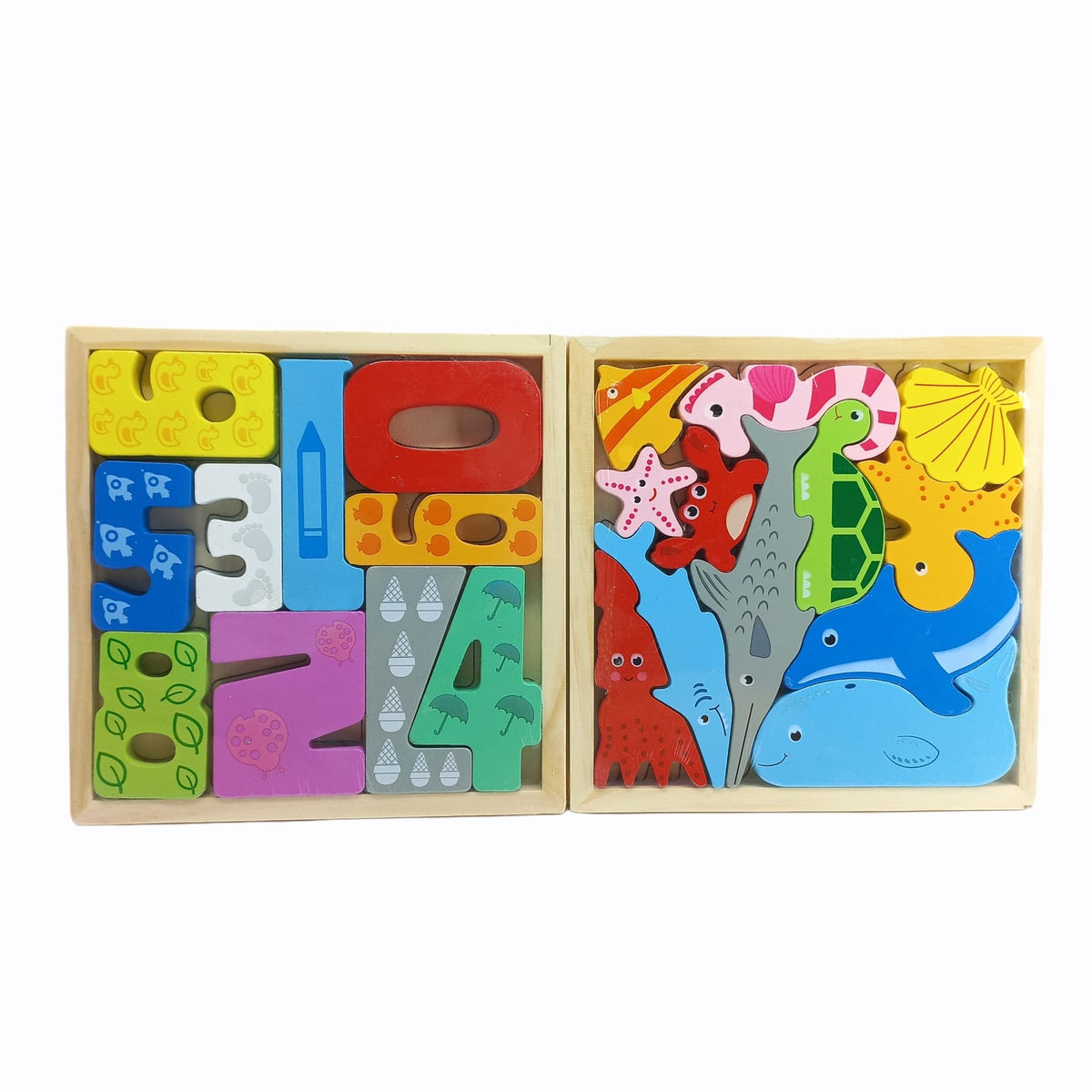 FolcaWooden Puzzle Toys Children Puzzle Early Education Wooden Baby Building Blocks Puzzle (Set B)