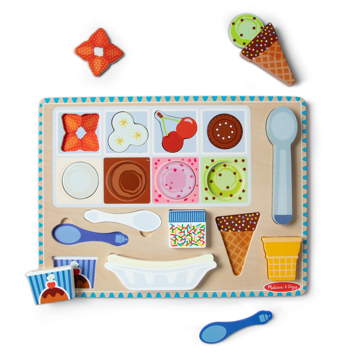 Melissa & Doug Ice Cream Wooden Magnetic Puzzle Play Set, 16 Pieces, Child Size, Multi Color, Model 31006
